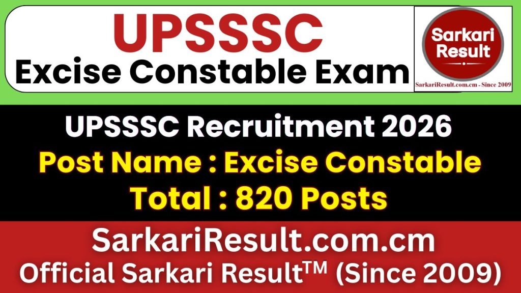 UPSSSC Excise Constable Recruitment 2026