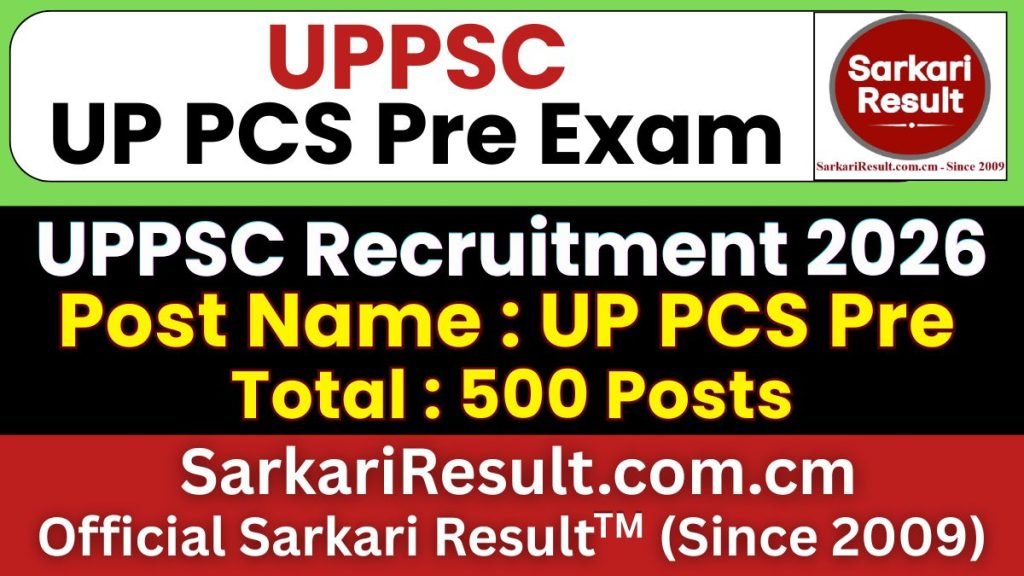 UPPSC PCS Pre Recruitment 2026