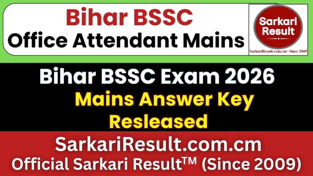 Bihar BSSC Office Attendant Mains Answer Key 2026