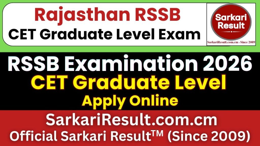 RSSB CET Graduate Level Online Form 2026
