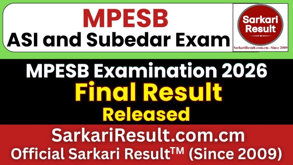 MPESB ASI and Subedar Final Result 2026