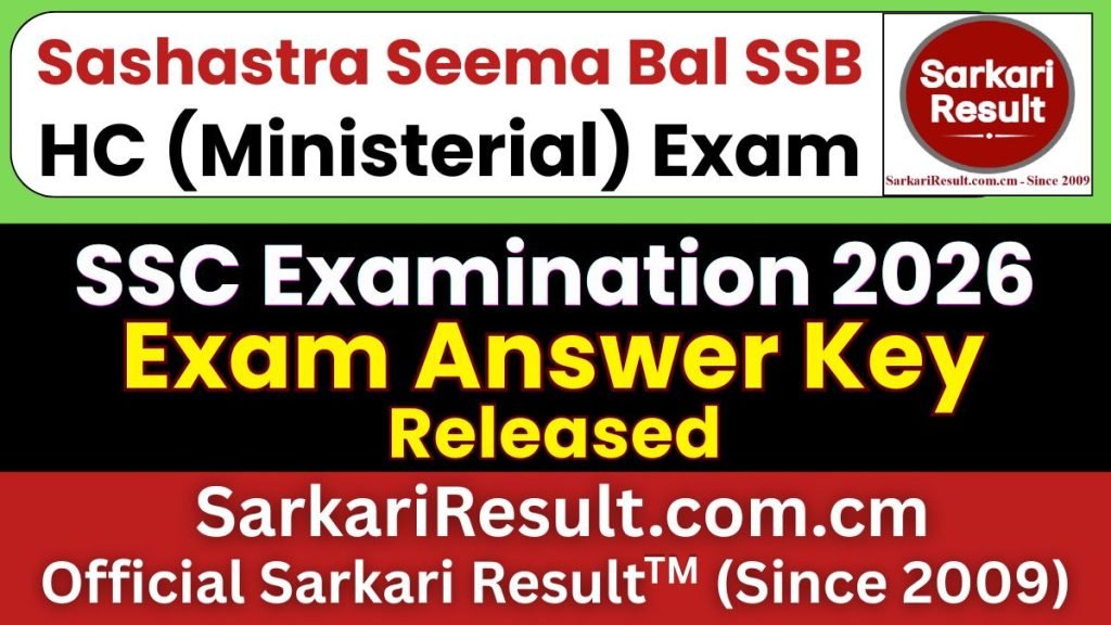 SSB HC (Ministerial) Answer Key 2026