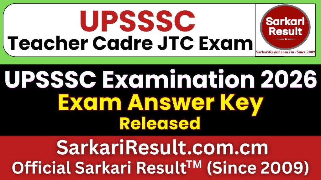 UPSSSC Teacher Cadre JTC Answer Key 2026