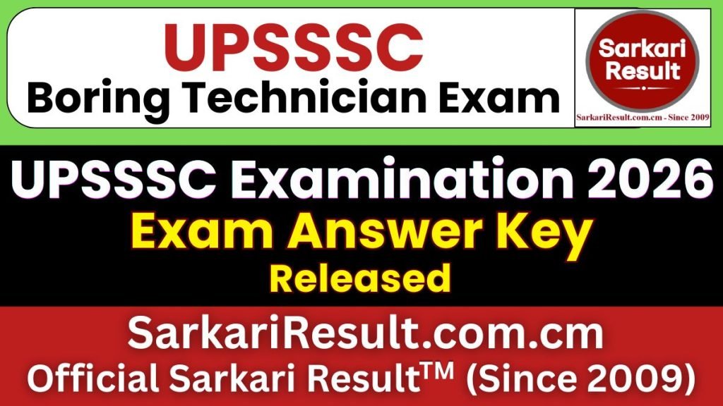 UPSSSC Assistant Boring Technician Answer Key 2026