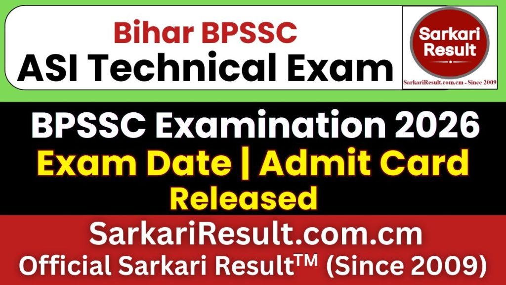 Bihar Police BPSSC ASI (Technical) Exam Date 2026