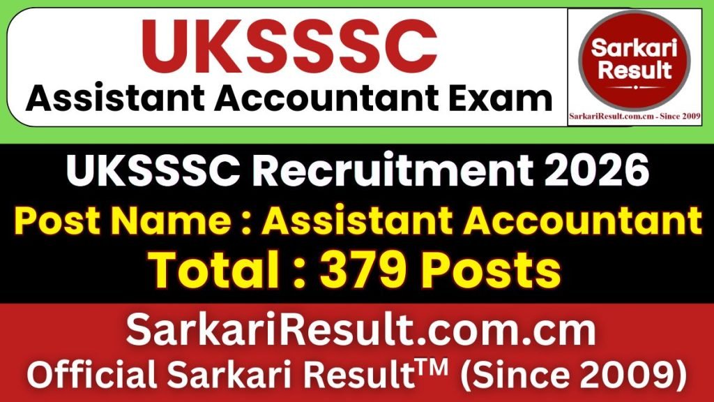 UKSSSC Assistant Accountant Recruitment 2026